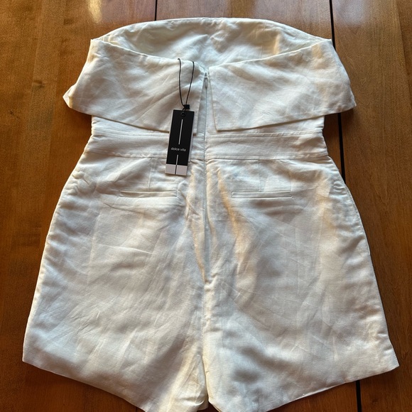 NWT Dolce Vita Off White Linen Blend Strapless Romper Sz XS - Picture 4 of 7